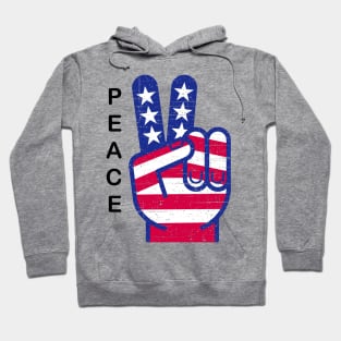 PATRIOTIC PEACE SIGN RED WHITE AND BLUE RETRO (word: PEACE) Hoodie